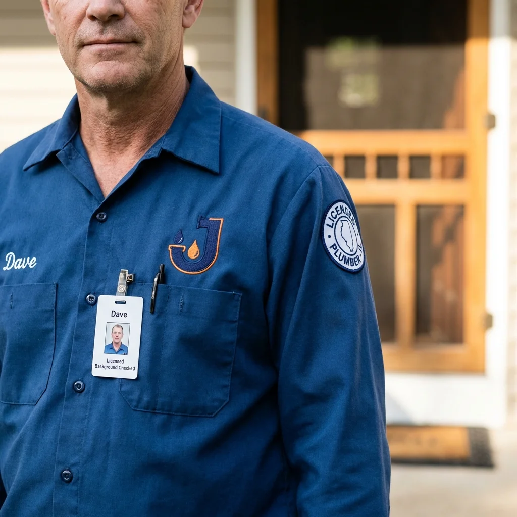 Licensed plumber showing ID badge in Enfield, NH