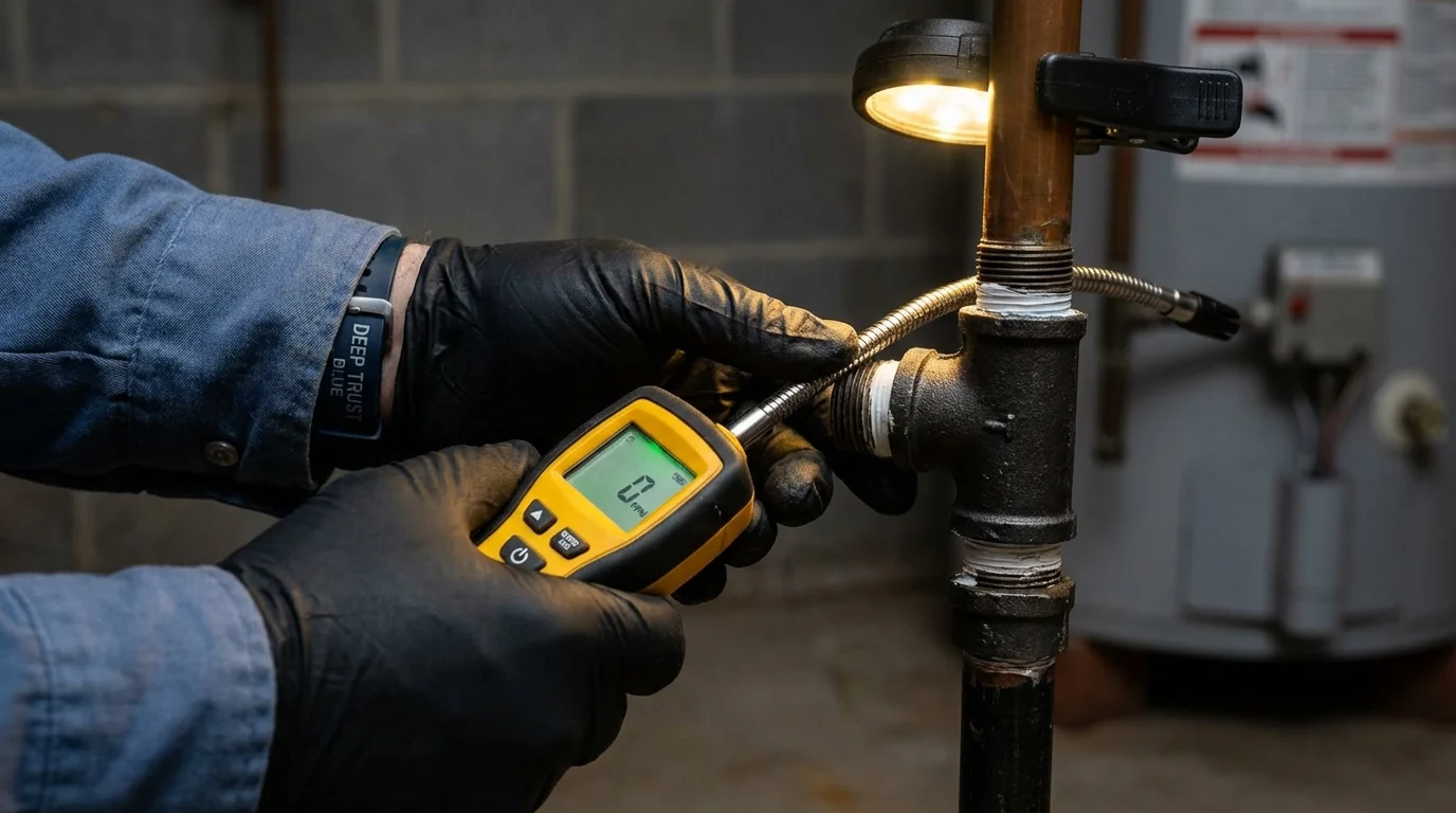 Gas leak detection with electronic sniffer by Johns Plumbing LLC in Enfield