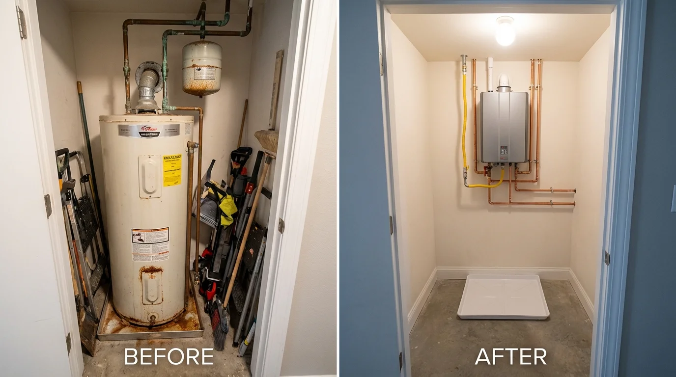 Tank water heater versus wall-mounted tankless unit comparison for Enfield, NH homeowners